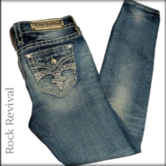 ROCK REVIVAL Jeans Mid Rise Skinny Shauna 5 Pockets Flap Pockets Women's 29 - Picture 1 of 8